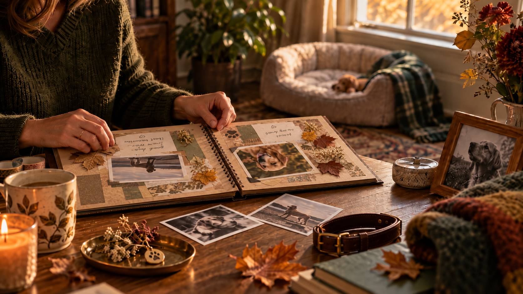 A treasured photograph and keepsakes preserving the story of a beloved animal